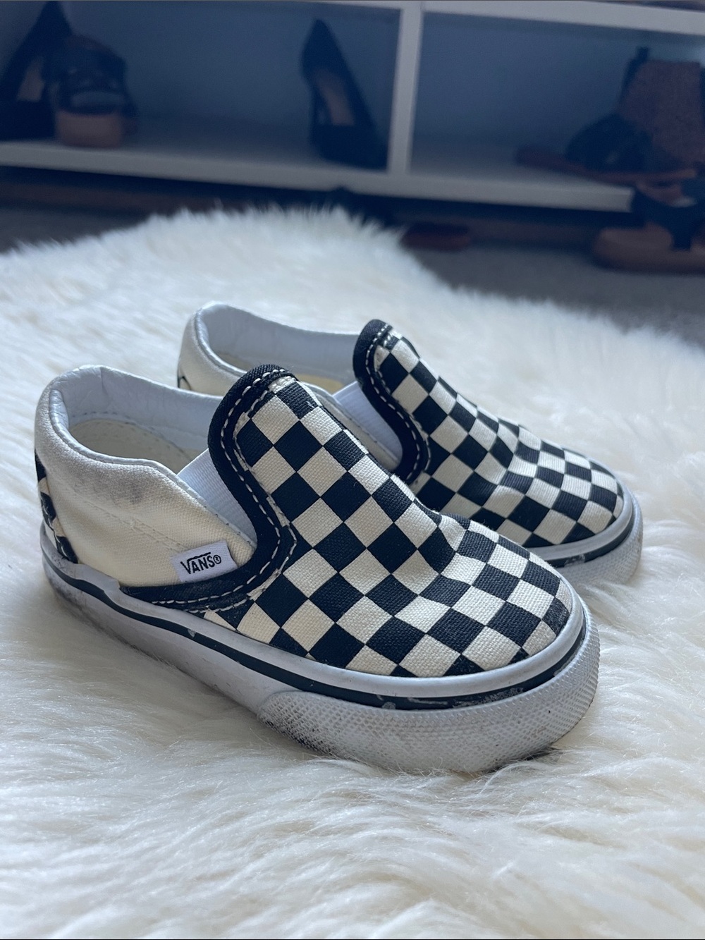 Vans Kids Black and White Checkerboard Slip-On Sneakers